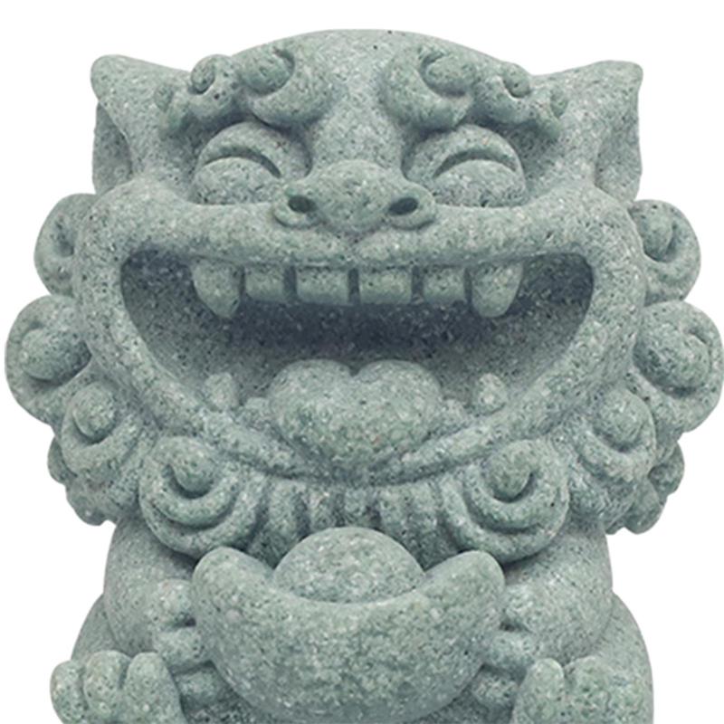 2 個ミニライオン像石の彫刻彫刻ホーム縁起の良いライオン像ミニ石ライオンの装飾窓辺用