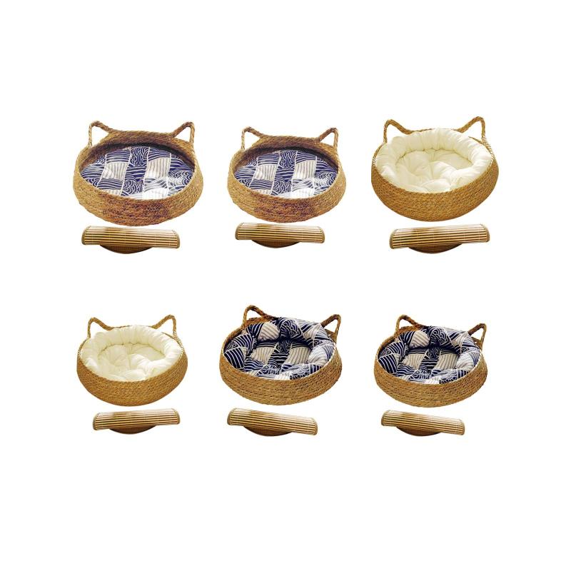 猫ベッドバスケット キャットハウス 耐久性のある犬用ベッド 四季洗える 猫ラウンジ 犬小屋の巣 猫の爪..