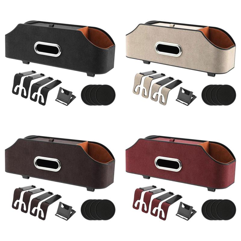 車のヘッドレストシートバック収納ボックス多目的カップナプキンホルダー子供と大人用13.7x4.7x3.7イン..