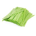 ノー品 金属線 プラスチック製 ツイストタイ チェック柄 約500本 100x4mm 全5色 (緑)