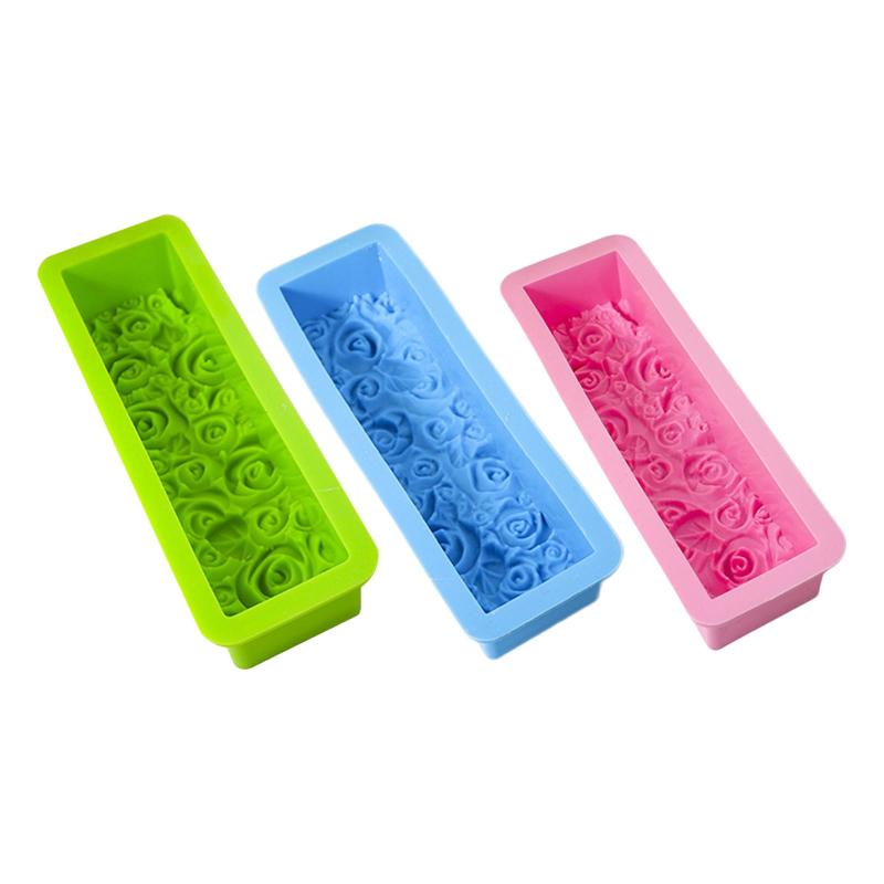 ローズフラワーシリコンローフソープ長方形エンボス装飾DIY