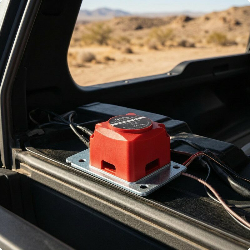 車両用パワーセパレーター リレー 電圧差検知 デュアルバッテリー アイソレーター 自動管理 連続125A 高負荷対応 140Aピーク 点火保護 IP67 防塵防水 LED確認灯 12V 24V 適用 適用 キャンプ,長距離走行,補機電源管理に適用