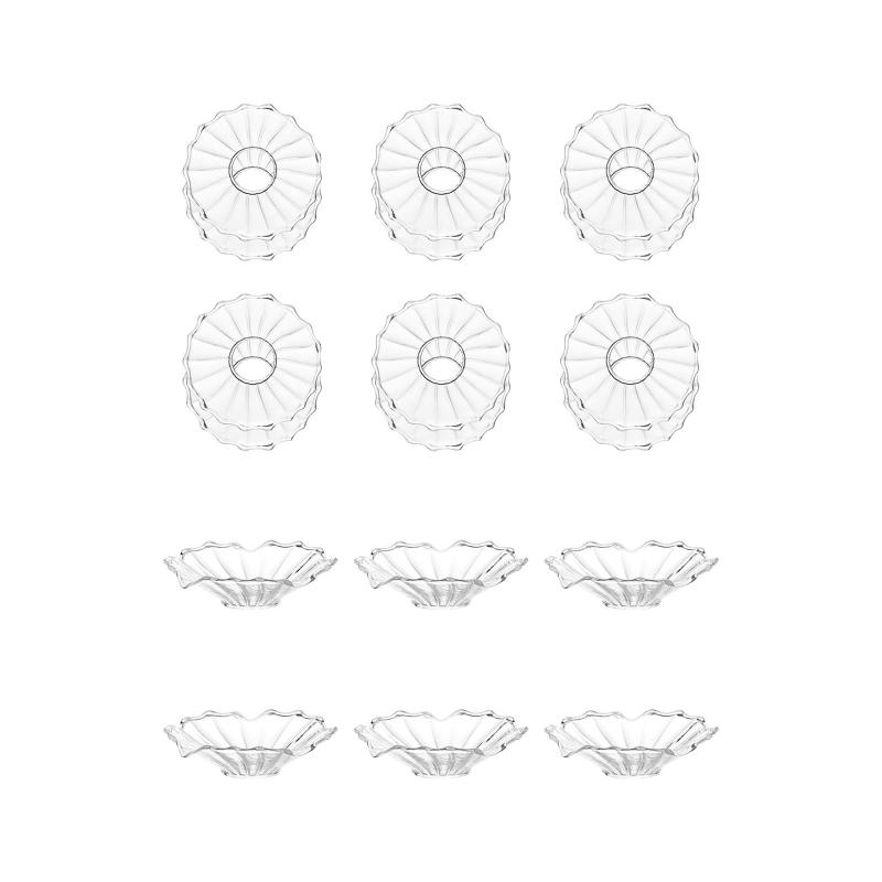 6 個セット キャンドルの滴り防止器 テーパードキャンドルの滴り防止トレイ 透明テーブルクロス保護ガ..