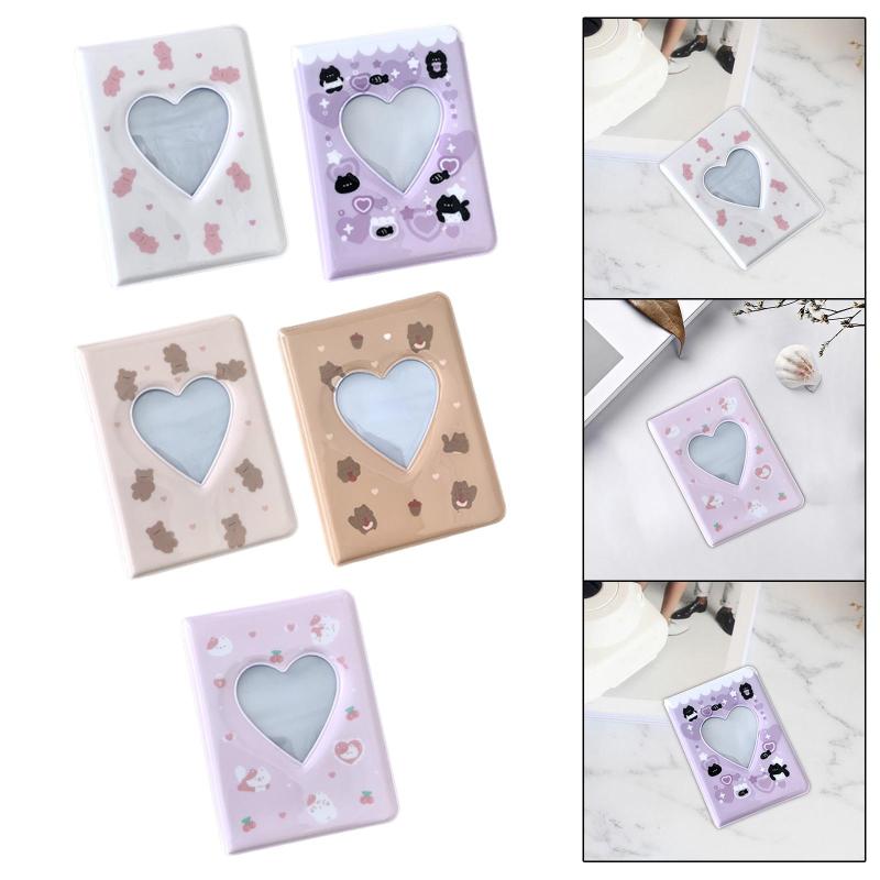 ミニフォトアルバム フォトカードスリーブ 持ち運び簡単 40ポケット 丈夫なラブハート 中空フォトカードホルダーブック 写真収納旅行記録用