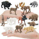 リアルな動物の置物 12 個詰め合わせ ヘラジカ バイソン ビッグホーン テーマパーティー用