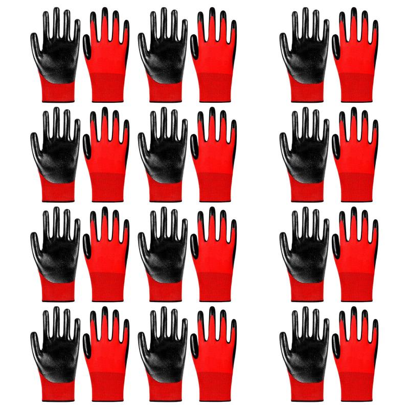 12双 強化ポリエステル作業グローブ 園芸保護グローブ 滑り止め 耐摩耗 衝撃吸収 通気性 メンテナンス..