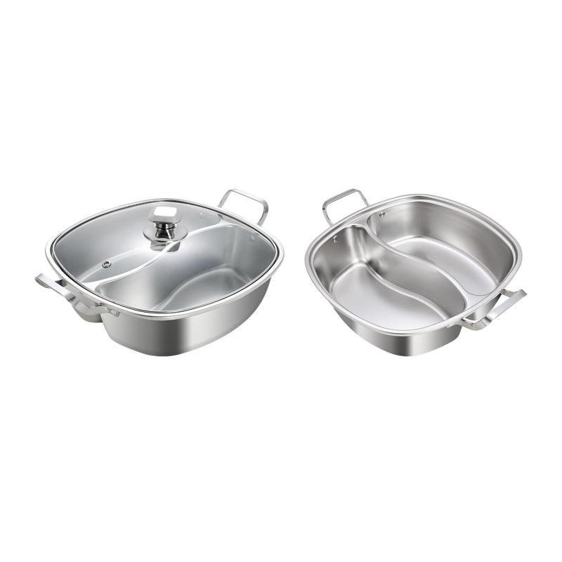 仕切り付き鍋 中華鍋 スープ 調理器具 厚手 ダブルフレーバー鍋 ステンレス製 しゃぶしゃぶ鍋 家庭用キ..