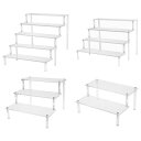 透明な透明なはしごティアアクリルラックカウンタートップライザーショーケース