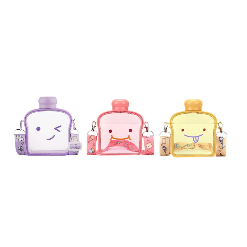 かわいいウォーターボトル 子供用ウォーターボトル ドリンクカップ パン型 丈夫なウォータージャグ 密閉性良好 学生 子供 男の子 女の子用