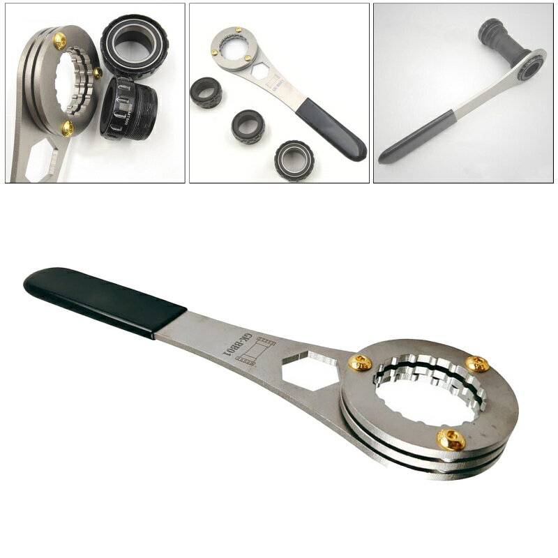 バイクボトムブラケットレンチユニバーサル統合 BB ツール取り外しインストールスパナ 3 ヘッド 16 ノッチ BB に適合(4)