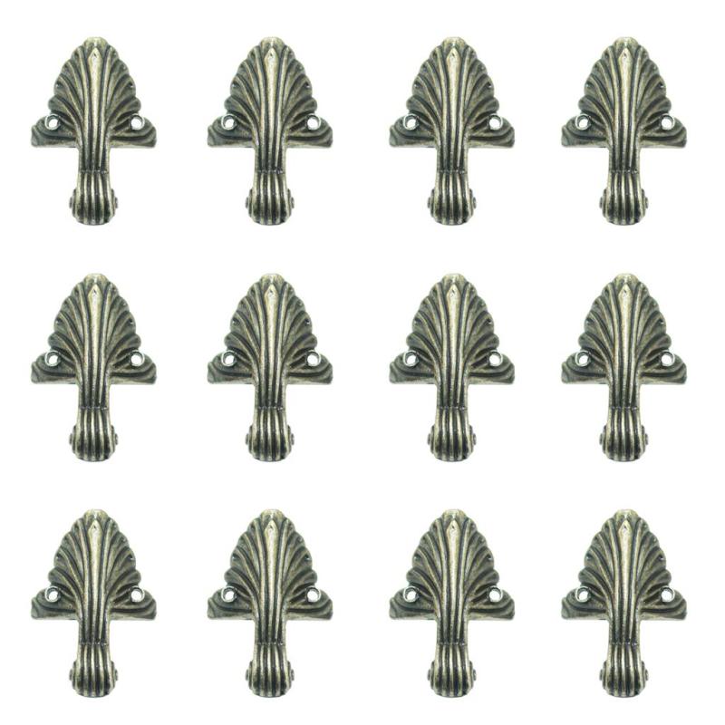 12個ジュエリーチェストギフトボックスウッドケース装飾足脚コーナーー