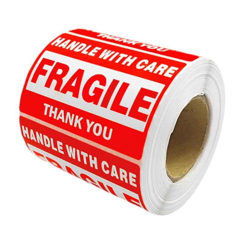 500x 赤の壊れやすいステッカー 配送取り扱いラベル 配送タグ 梱包ステッカー