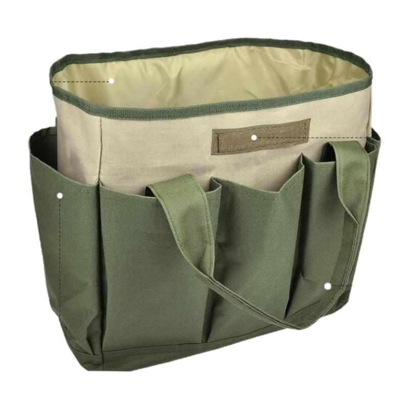 ガーデンツール収納バッグ ガーデニングバッグ ガーデントート 8ポケット付き ガーデニングキット 屋内用