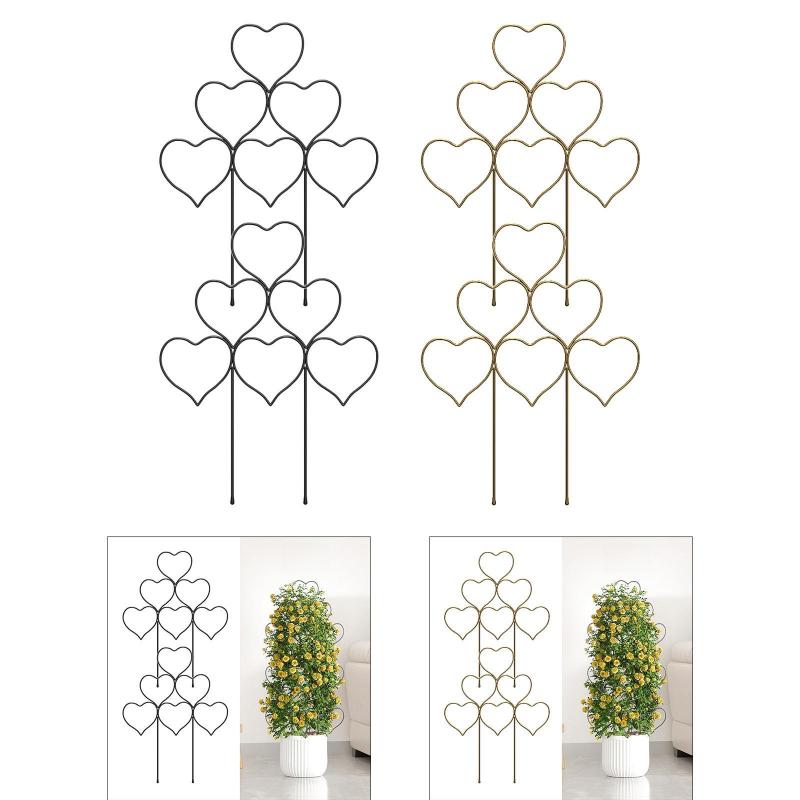 2 個 植物トレリス ガーデントレリス 装飾ハート型 金属製 つる植物用 クレマチス 鉢植え アイビー用サ..