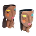 排水穴樹脂のかわいいプランターガール植物ポットとリビングルームオフィスの家の装飾を備えたフェイスフラワーポットヘッドプランター