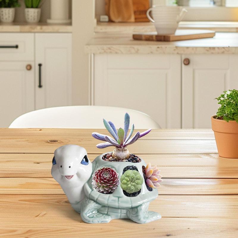 亀の置物 植木鉢 中空植木鉢 テーブル デスク 屋内 屋外用