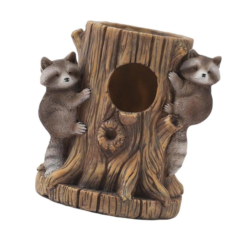 アライグマの切り株植木鉢樹脂置物装飾飾りフラワーアレンジメント