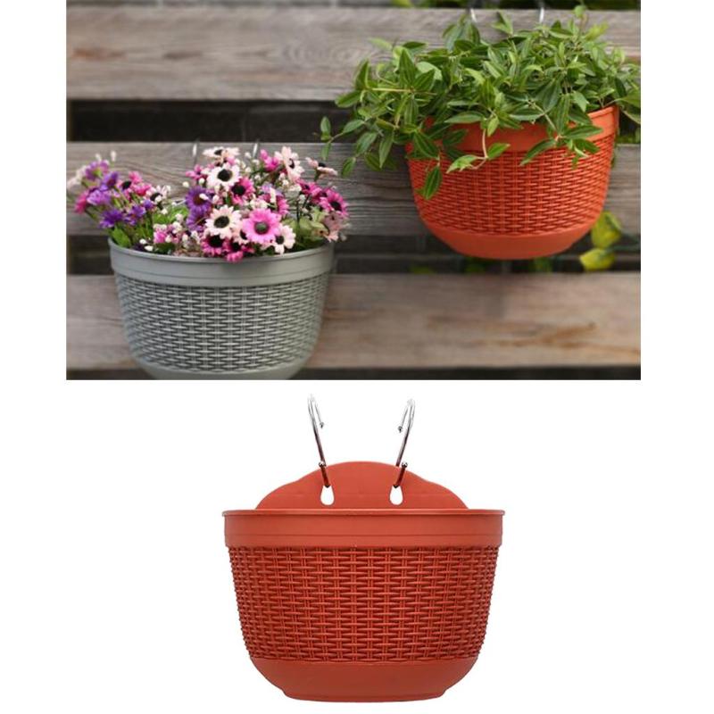 籐半円ガーデンプランターハーブ蘭植木鉢排水穴と底屋内屋外装飾