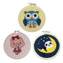 3セットパンチ刺繡キットに入初心者者DIY針仕事15cm