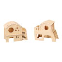 ハムスター用木製ハウス ハムスター用生息地 登り梯子付き 隠れ家 小動物用遊び小屋 ネズミ 小動物 スナネズミ ハムスター