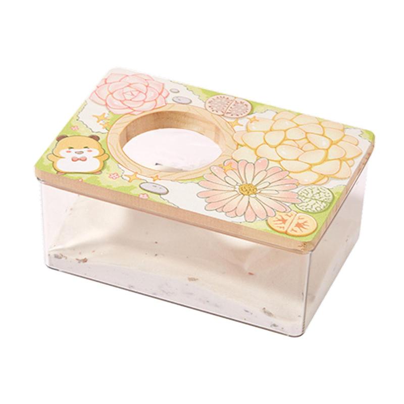 ハムスター用バストイレ砂入れペット用バスルームバスハウス木製蓋付きペットトイレバスタブジャービルフェレットチンチラマウス