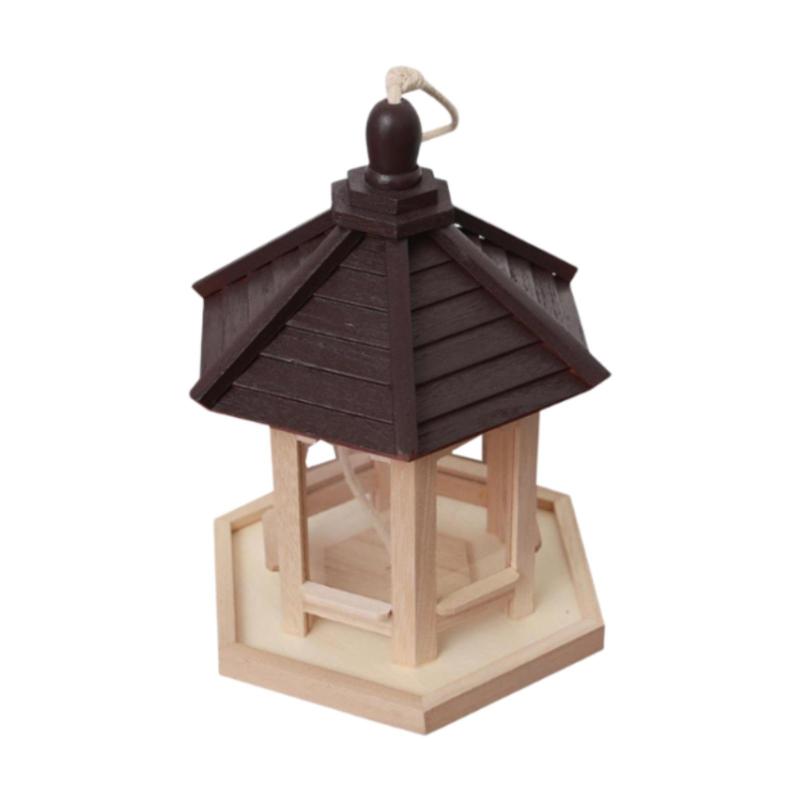 屋外用木製吊り下げ式野鳥用フィーダー(カーディナル用.ランヤード付き.軽量パビリオン屋根飾り)