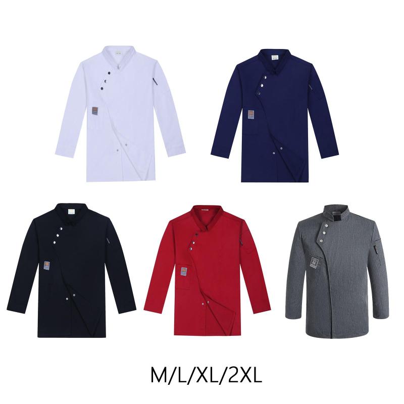 シェフコート ウェイター ウェイトレス アパレル 通気性 軽量 ボタンクッカー ポケット付き 作業服 食品産業 ホテル キッチン ベーカリー 男性 女性