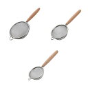 細かいメッシュのストレーナー フィルタースプーン 小麦粉ふるい 手動 吊り下げ穴付き 木製ハンドル付き パスタ ライス キッチン用食品ストレーナー