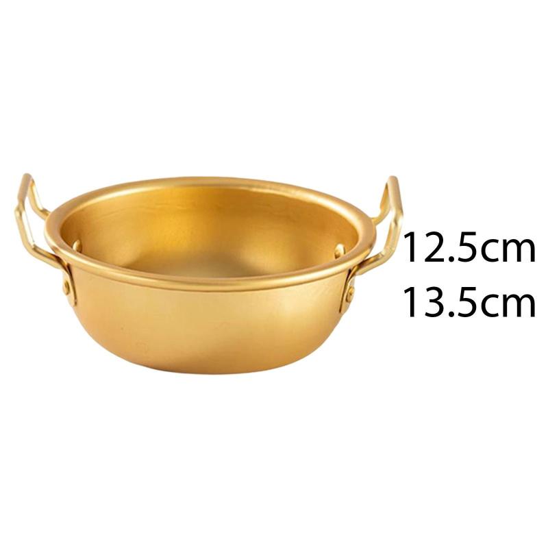 アルミ製韓国風ライスボウル ハイキング用スープ皿 人間工学に基づいたハンドル付き 軽量フードボウル ..