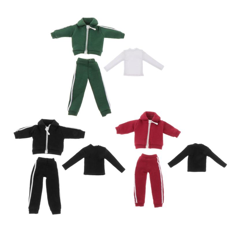 1/12 男アクションフィギュア用 衣装 3点セット ベース シャツ パンツ ファッション ジャケット コート ミニチュア メンズ ドール 服 スポーツウェア