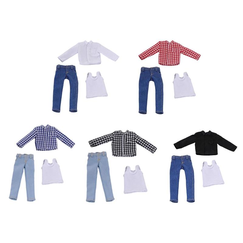 1/12 男フィギュア用 服 ベスト シャツ ジーンズ アクセサリー ドレスアップ クラシック メンズ カジュアル 衣装 6インチ 男アクションフィギュア用