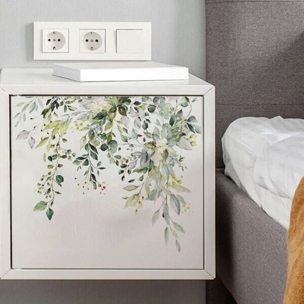 Dovewillの植物トイレステッカー植物の葉の装飾壁用ステッカー キャビネットランドリー用|詳細画像