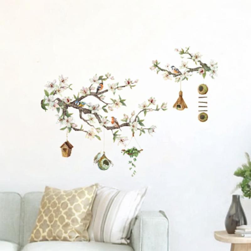 壁のデカール鳥の花の枝は.リビングルームのホームキッチンのためのDIY装飾