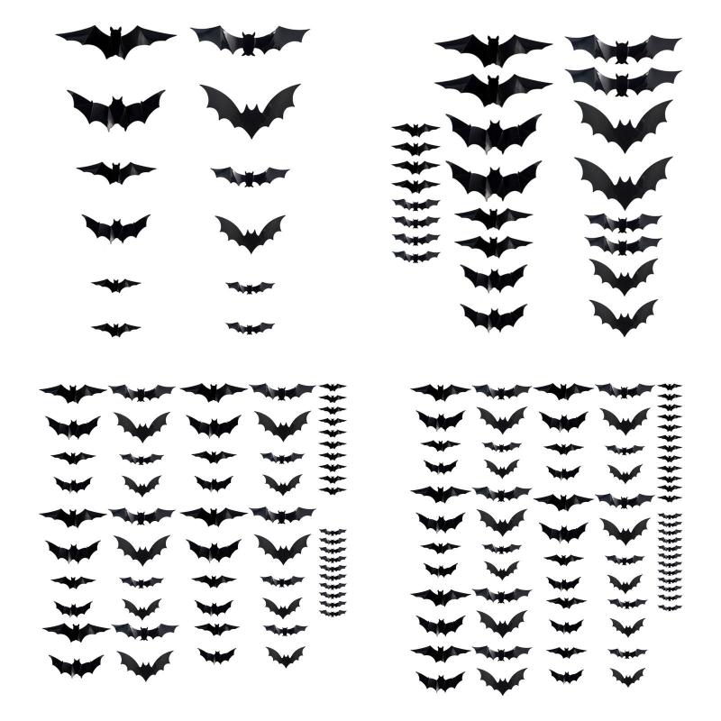 コウモリの壁飾り ウォールステッカー ハロウィン装飾 不気味な部屋の装飾用デカール ドア.フェスティバル.リビングルーム用パーティー品