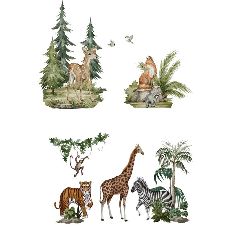 ジャングル動物ウォールステッカーデカール.PVC壁紙防水取り外し可能壁画ウォールアート装飾ヘッドオフ..