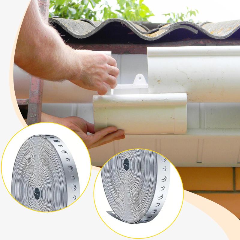 亜鉛メッキ金属パイプストラップ 15M X 18mm 屋外用 パンチ穴付き