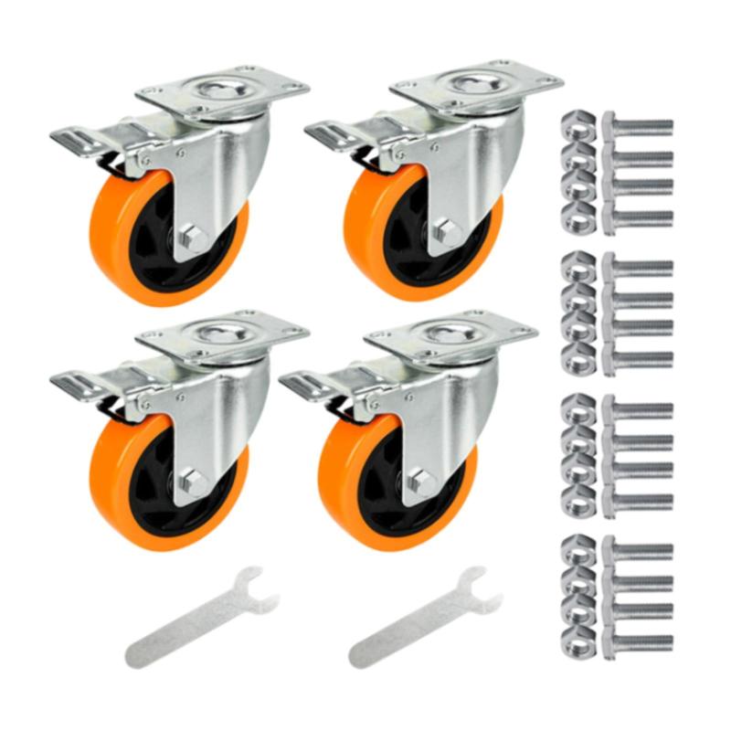 4x スイベルキャスターホイール交換用アクセサリーを簡単に取り付け 3.94 インチ工業用キャスター 360 ..