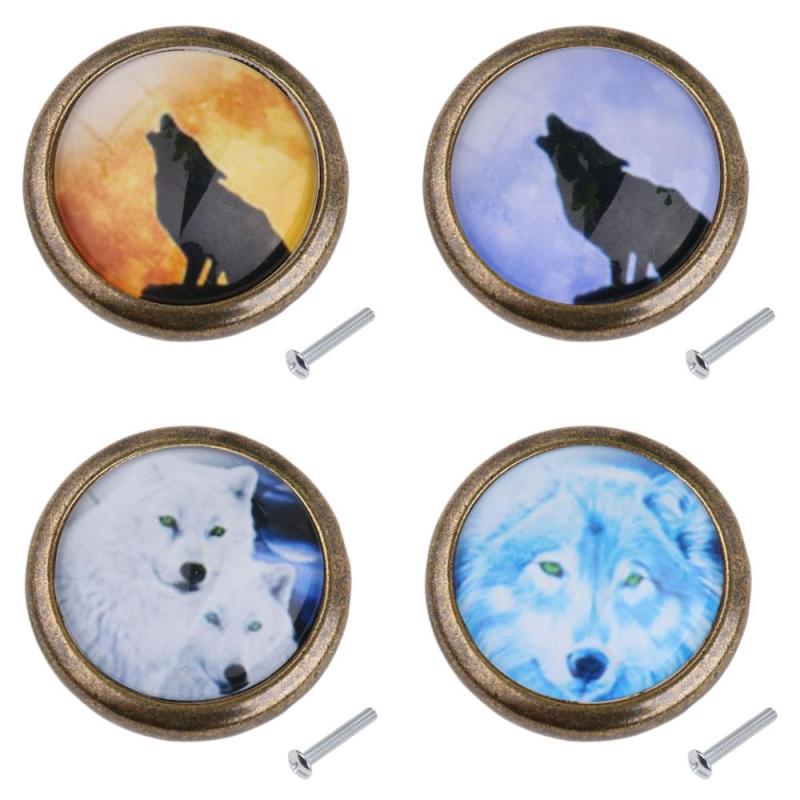 ビンテージキャビネットドア引き出しクローゼットプルノブハードウェアオオカミパターン