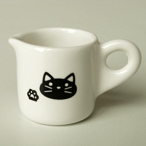 猫好き 猫雑貨 猫 ねこ 可愛い 陶器 コーヒー ミルク クリーム 入れ物 可愛い 黒猫 ミルクピッチャー 食器 白 小さい ホワイト CAT 送料無料
