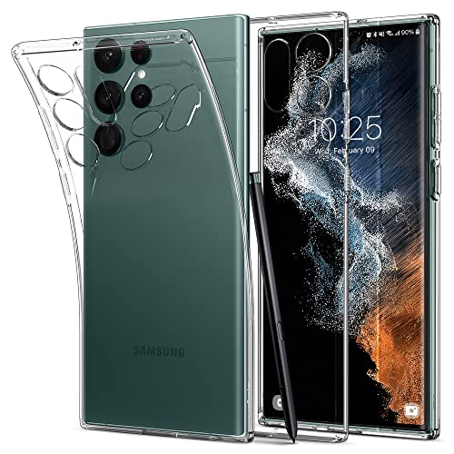 Spigen Galaxy S22 Ultra ケース [ SC-52C | SCG14 ] クリア TPUカバー 厚さ1.5mm 超薄型 超軽量 米軍MIL規格取得 黄ばみ無し リキッド・クリスタル ACS03912 (クリスタル・クリア)