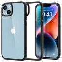 Spigen iPhone14 ケース ストラップホール付き クリア 耐衝撃 米軍MIL規格取得 黄変なし TPU バンパーケース 2重構造 すり傷防止 ワイヤレス充電対応 ウルトラ・ハイブリッド ACS05041 (マット・ブラック)