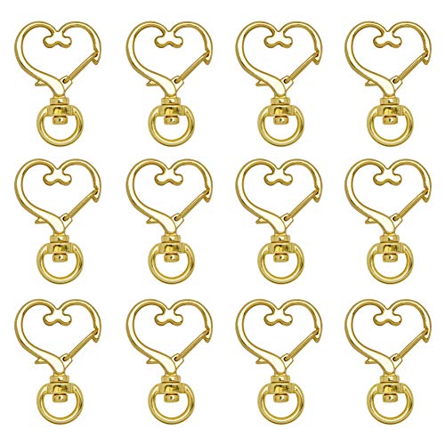 キーホルダー パーツ MUNCVY 20点セット 回転カン カワイイ ハート型 ナスカン ゴールド 金具 ンドメイド 手作り キーリング