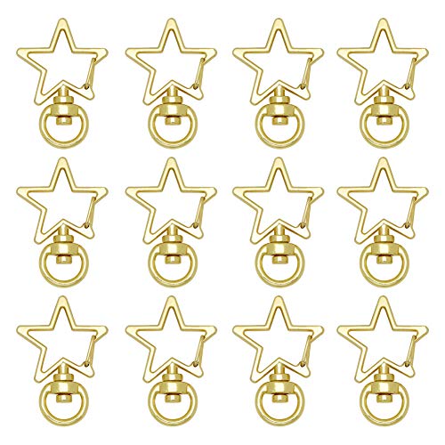 キーホルダー パーツ MUNCVY 20点セット 回転カン カワイイ 星 スター ナスカン ゴールド 金具 ンドメイド 手作り キーリング