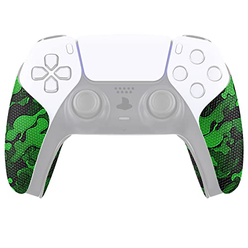 PlayVital PS5コントローラーに対応用滑り止め汗吸収グリップステッカー、PS5コントローラーに対応するプロなテクスチャード加工のソフトラバーパッドハンドルグリップステッカー【ブラックグリーンカモフラージュ】