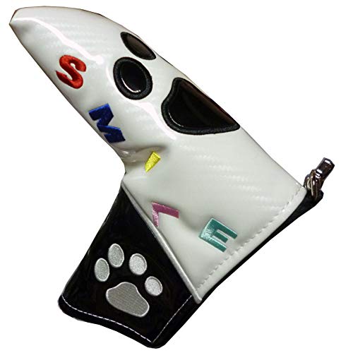 ゴルフ パターカバー 肉球デザイン ピンタイプ マグネット式 (白/ブラック)