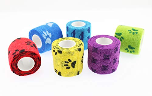 Olive-G 6種 セット ペットフレックス 包帯 サポーター バンテージ 猫 犬 怪我 傷 保護 伸縮包帯 5cm×4.5m