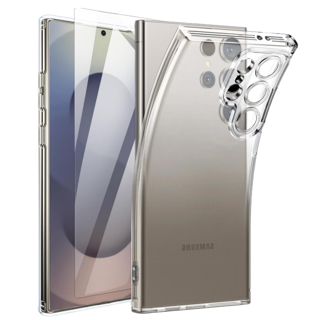 Galaxy S25 Ultra ケース クリア ガラスフィルム付き ギャラクシーS25 Ultra ケース カメラ保護 耐衝撃 耐黄変 TPU 超軽量 柔軟 スマホケース ギャラクシーS25ウルトラ