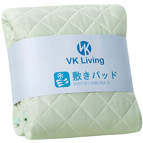 VK Living 敷きパッド 夏用 セミダブル リバーシブル 冷感 しきぱっと ひんやり シーツ オールシーズンで使える 吸湿速乾 洗える ベッドパッド 防ダニ 抗菌防臭 120×200cm グリーン