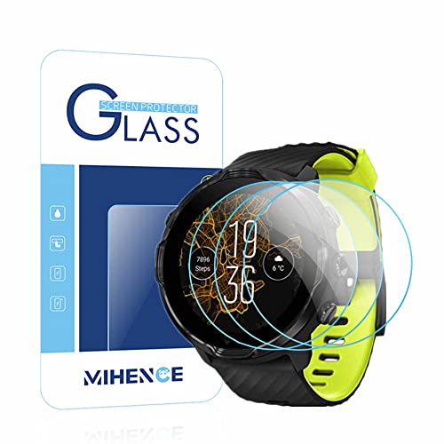 【3枚入り】 Mihence Compatible with Suunto 7 保護フィルム, 9H ガラス保護フィルム 対応 SUUNTO 7 (スント7) Smartwatchスマート腕時計 2.5Dラウンドエッジ ウォッチ指紋防止保護膜