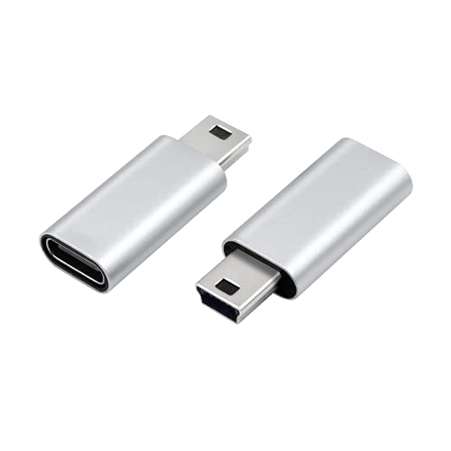 Duttek USB C to ミニ USB アダプター 2個パック USB C (メス) Mini USB (オス)アダプター Type-C to mini変換アダプター
